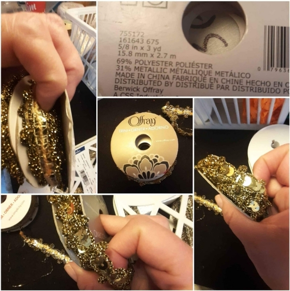 Lot of Gold Rolls Sewing Gimp Sequin Sewing Notion Trim Beautiful - Picture 8 of 13